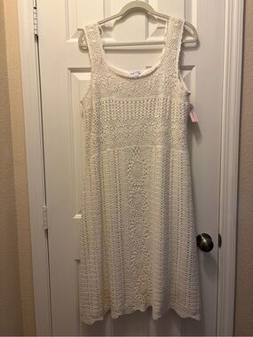 Dress Barn Crochet Sleeveless Ivory Dress 16